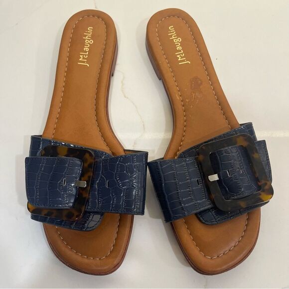 J. McLaughlin Navy Sandals - Picture 1 of 4